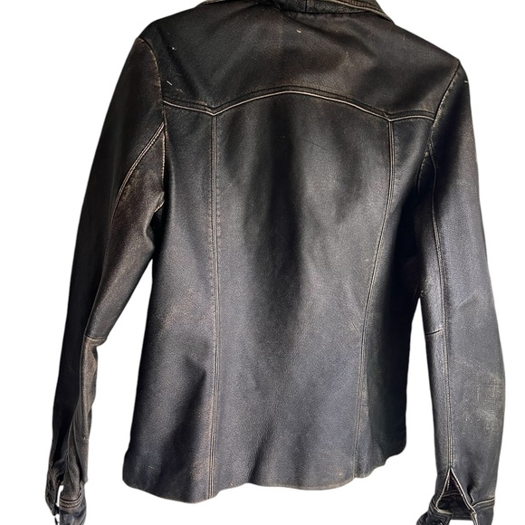 Renaur vintage distressed Biker jacket unisex size medium - Picture 2 of 9